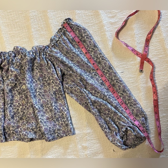 Women’s AE floral multicolor semi crop spring top lantern sleeve - Picture 4 of 8